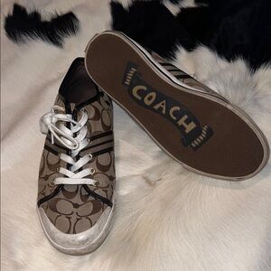 Coach Brown Signature Canvas Low-Top Sneakers